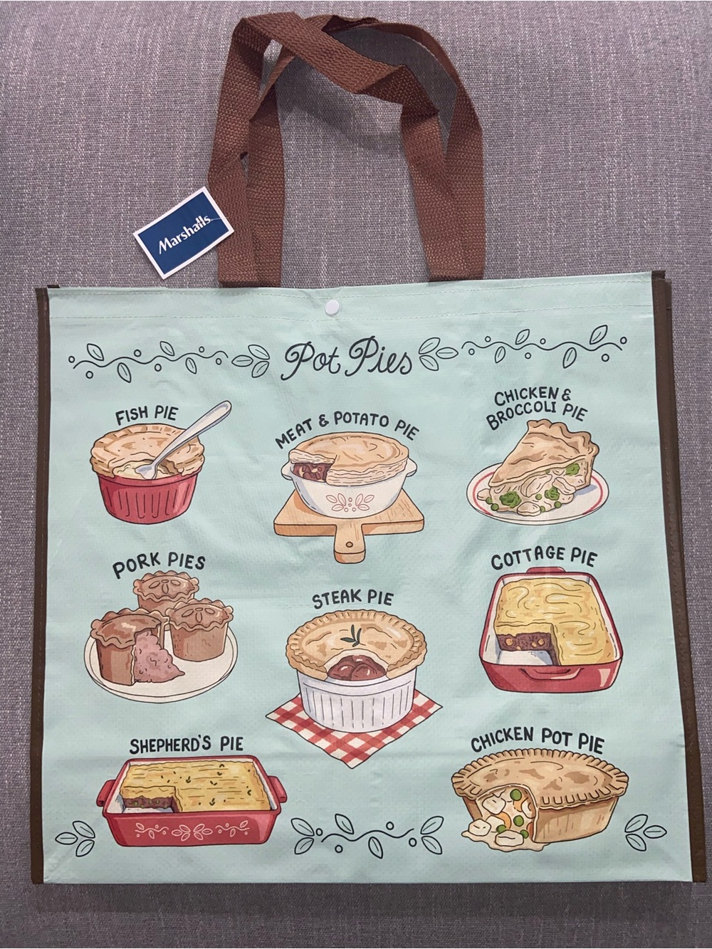 Marshalls Mint and Brown Pot Pies Reusable Tote Bag— NEW!